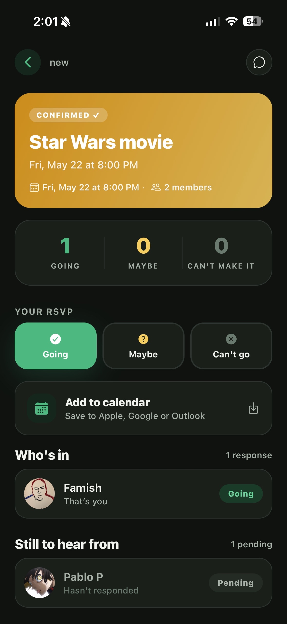 Rallier event detail — RSVP flow for a confirmed plan